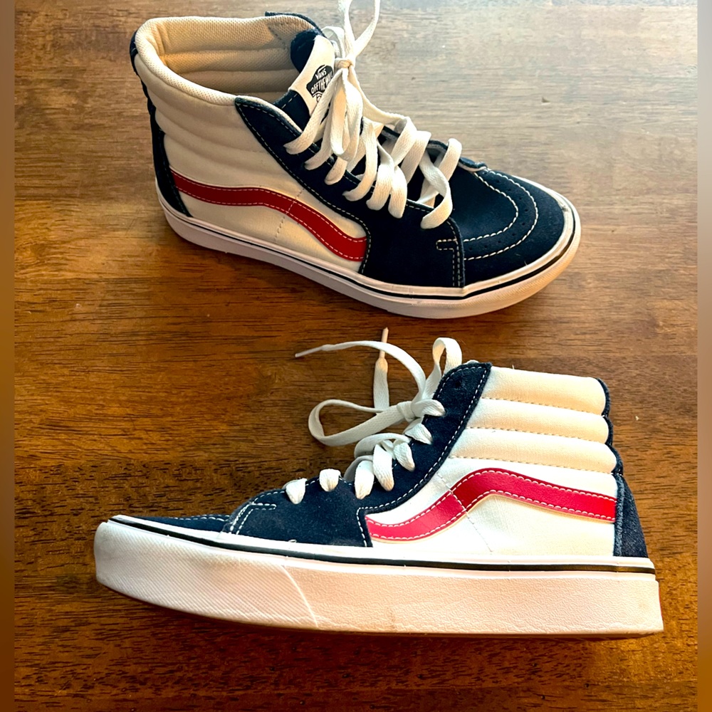 Vans High tops Red White Blue Unisex size 6.5 women’s size 5 mens